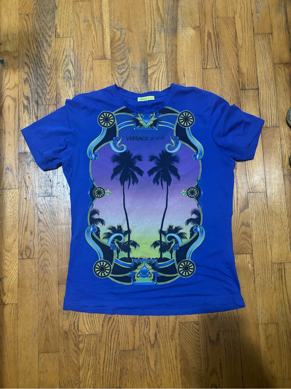 Versace Jeans Collection Blue and Yellow Graphic Tee